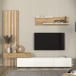 ΣΥΝΘΕΣΗ ΤΗΛΕΟΡΑΣΗΣ ROSALINE MEGAPAP ΧΡΩΜΑ ΛΕΥΚΟ - SEPET OAK 233X31,3X196,8ΕΚ.
