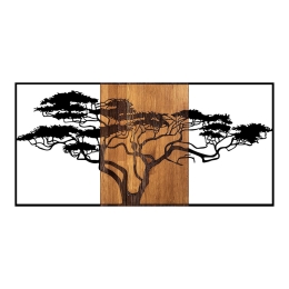 ΔΙΑΚΟΣΜΗΤΙΚΟ ΤΟΙΧΟΥ ACACIA TREE MEGAPAP ΞΥΛΙΝΟ - ΜΕΤΑΛΛΙΚΟ ΧΡΩΜΑ ΚΑΡΥΔΙ - ΜΑΥΡΟ 147X3X70ΕΚ.