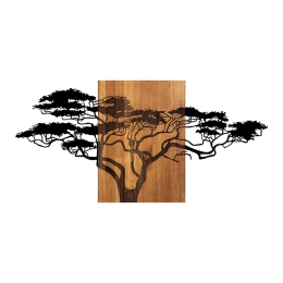 ΔΙΑΚΟΣΜΗΤΙΚΟ ΤΟΙΧΟΥ ACACIA TREE MEGAPAP ΞΥΛΙΝΟ - ΜΕΤΑΛΛΙΚΟ ΧΡΩΜΑ ΚΑΡΥΔΙ - ΜΑΥΡΟ 144X3X70ΕΚ.
