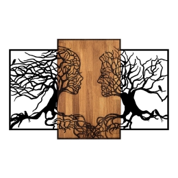 ΔΙΑΚΟΣΜΗΤΙΚΟ ΤΟΙΧΟΥ TREE LOVE MEGAPAP ΞΥΛΙΝΟ - ΜΕΤΑΛΛΙΚΟ ΧΡΩΜΑ ΚΑΡΥΔΙ - ΜΑΥΡΟ 125X3X79ΕΚ.