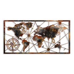 ΔΙΑΚΟΣΜΗΤΙΚΟ ΤΟΙΧΟΥ WORLD MAP MEGAPAP ΜΕΤΑΛΛΙΚΟ ΧΡΩΜΑ ΜΑΥΡΟ - BRONZE 120X60ΕΚ.