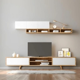 ΣΥΝΘΕΣΗ ΤΗΛΕΟΡΑΣΗΣ SERINE MEGAPAP ΧΡΩΜΑ ΛΕΥΚΟ - SAPPHIRE OAK 170X37X45ΕΚ.