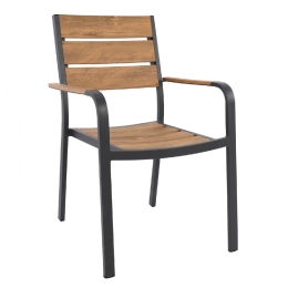 ΠΟΛΥΘΡΟΝΑ ΑΛΟΥΜΙΝΙΟΥ SAGA ΑΝΘΡΑΚΙ ΜΕ POLYWOOD HM5127.02 55x56x85Υεκ.