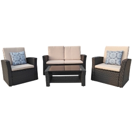 ΣΑΛΟΝΙ ΕΞ.ΧΩΡΟΥ 4ΤΜΧ THORE HM5978 ΣΥΝΘ. RATTAN ΜΑΥΡΟ-ΜΠΕΖ ΜΑΞΙΛΑΡΙΑ