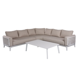 ΣΕΤ ΣΑΛΟΝΙ ΕΞ.ΧΩΡΟΥ 4ΤΜΧ ORION CORNER SM6191.02 ΛΕΥΚΟ ΑΛΟΥΜINIO & ΜΠΕΖ OLEFIN