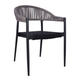 Πολυθρόνα Αλουμινίου Με Round Wicker Μαύρο - Γκρι HM5299.02