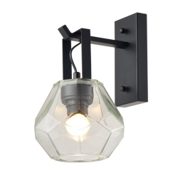 Φωτιστικό Τοίχου V371481WC Black Μέταλλο,Γυαλί