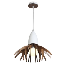 Φωτιστικό Οροφής ZM170031P White & Brown Mdf,Μέταλλο