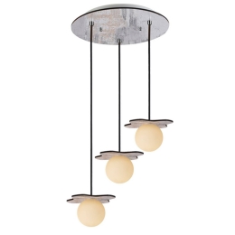 Φωτιστικό Οροφής Τρίφωτο ZM170043POW Dark Brown Mdf,Γυαλί