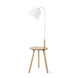 Φωτιστικό Δαπέδου TF176991FNW White & Natural Ύφασμα,Ξύλο,Μέταλλο