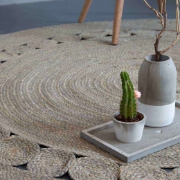 Χαλί Στρογγυλό - Makrame Light Gray Nima 150Χ150