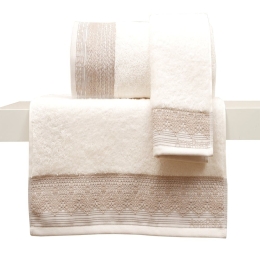 Πετσέτα Σετ Με Κορδέλα 3τμχ Des. Karla 3.Ivory Anna Riska Σετ Πετσέτες 100% Βαμβάκι