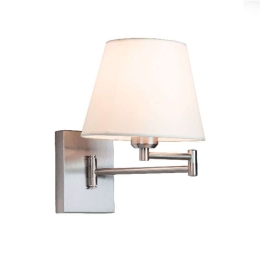 Φωτιστικό Τοίχου - Απλίκα H-24 W Chrome - Beige Μέταλλο,Ύφασμα