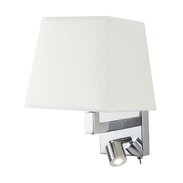 Φωτιστικό Τοίχου - Απλίκα H-26 W Chrome - Light Beige Μέταλλο,Ύφασμα