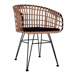 Πολυθρόνα Τύπου Φωλιά Μεταλλική Με Μπεζ Wicker HM5456