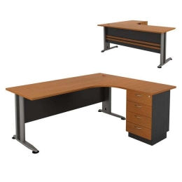 Γραφείο Superior Compact Δεξιά Γωνία ΕΟ995,1New 180x70x75/150x60x75cm Dark Grey-Cherry