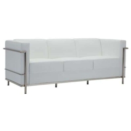 Καναπές Genova Ε947,31 Inox & Pu White Ξύλο,Ύφασμα