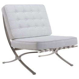 Καρέκλα Barcelona Ε968,11 Pu White Μέταλλο,Τεχνόδερμα