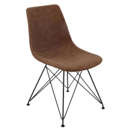 Καρέκλα Panton ΕΜ777,2 Vintage Brown Σετ 4τμχ Μέταλλο,Τεχνόδερμα