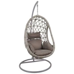 Κρεμαστή Πολυθρόνα Macan Steel & Wicker Ε6766,2 Grey-Cappuccino
