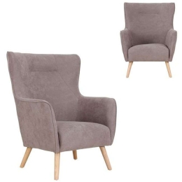 Πολυθρόνα Dalia Ε7132,2 Light Brown Ξύλο,Ύφασμα