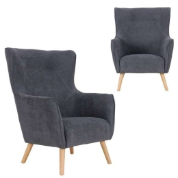 Πολυθρόνα Dalia Ε7132,3 Dark Grey Ξύλο,Ύφασμα