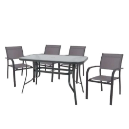 Σετ Τραπεζαρία 5τμχ Amiral Ε6794,S1 Grey - Anthracite 4 Θέσεων