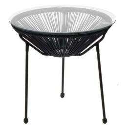 Τραπεζάκι Μεταλλικό Με Rattan Acapulco Φ.50cm Ε246,2 Black