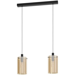 Φωτιστικό Οροφής - Ράγα 39538 Polverara E27/2 Black-Brass  Eglo Μέταλλο,Γυαλί