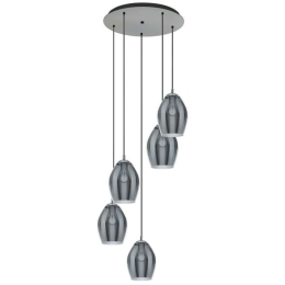 Φωτιστικό Οροφής 39567 Estanys E27/5 Nickel-Clear Eglo Μέταλλο,Γυαλί