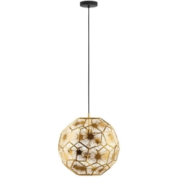 Φωτιστικό Οροφής 39755 Skoura E27/1 Ø410 Black-Brass Eglo Μέταλλο,Γυαλί