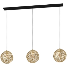 Φωτιστικό Οροφής - Ράγα 39757 Skoura E27/3L-1300 Black-Brass Eglo Μέταλλο,Γυαλί