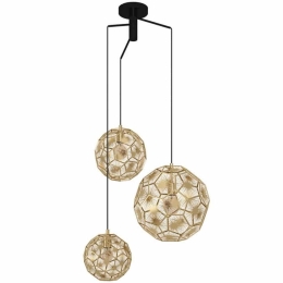 Φωτιστικό Οροφής 39758 Skoura E27/3 Black-Brass Eglo Μέταλλο,Γυαλί