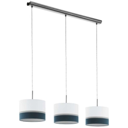 Φωτιστικό Οροφής - Ράγα 39555 Spaltini E27/3 Nickel White-Blue Eglo Μέταλλο,Πλαστικό