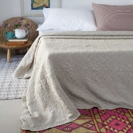 Κουβερλί Confi Stonewashed Beige Melinen Υπέρδιπλο 200x240cm Πολυέστερ