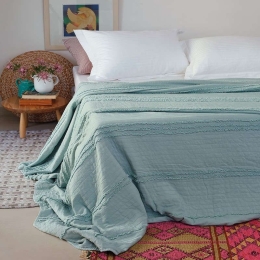 Κουβερλί Reina Stonewashed Aqua Melinen Υπέρδιπλο 200x240cm Πολυέστερ