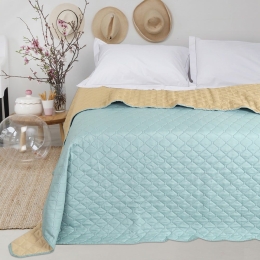Κουβερλί Coby Aqua-Beige Melinen Υπέρδιπλο Microfiber