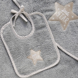 Σαλιάρα Βρεφική Little Star Grey Melinen 100% Βαμβάκι