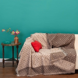 Ριχτάρι Dots Beige Melinen Τριθέσιο 180x300cm Βαμβάκι-Πολυέστερ