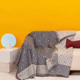 Ριχτάρι Dots Grey Melinen Τριθέσιο 180x300cm Βαμβάκι-Πολυέστερ