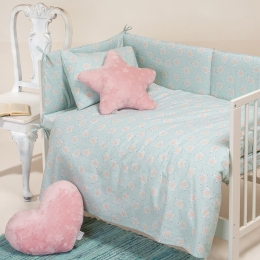 Σεντόνι Βρεφικό Mini Stars Aqua Melinen Λίκνου 85x110cm 100% Βαμβάκι