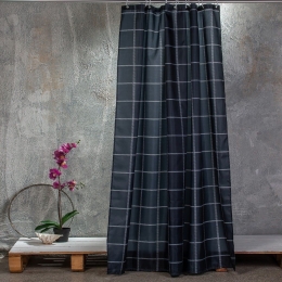 Κουρτίνα Μπάνιου Check Black Melinen 180Πx180Υ 180x180cm Πολυέστερ