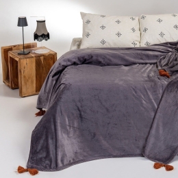 Κουβέρτα Berlin Fleece Dark Grey Melinen Μονό 160x220cm Πολυέστερ