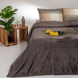Κουβέρτα Tokyo Fleece Brown Grey Melinen Μονό 160x220cm Πολυέστερ