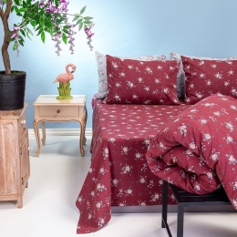 Σεντόνια Φανελένια Ingrid (Σετ 3τμχ) Bordeaux Melinen Μονό 170x260cm 100% Βαμβακερή Φανέλα