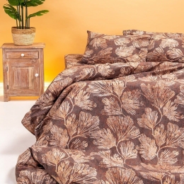 Σεντόνια Φανελένια Uatha (Σετ 3τμχ) Brown Melinen Μονό 170x260cm 100% Βαμβακερή Φανέλα