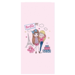 Πετσέτα Θαλάσσης Παιδική Friends Pink Melinen Θαλάσσης 75x150cm Πολυέστερ