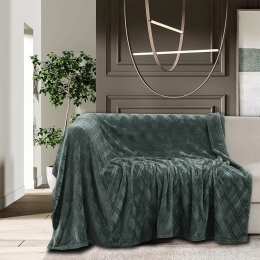 Ριχτάρι Flannel Ollie Dark Aqua Melinen Τριθέσιο 170x300cm Πολυέστερ