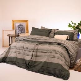 Σεντόνια Olivia Με Λάστιχο (Σετ 4τμχ) Khaki Melinen Διπλό 150x232cm 100% Βαμβάκι