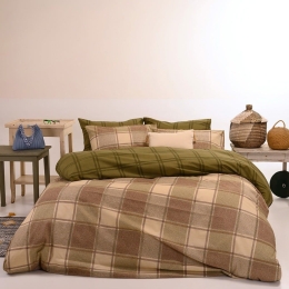 Σεντόνια Tara (Σετ 4τμχ) Olive Melinen Διπλό 205x270cm Βαμβάκι-Πολυέστερ